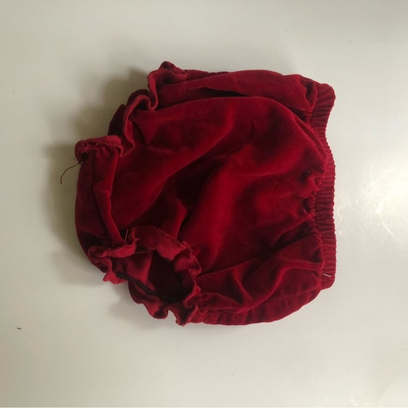 Kids vintage Red Embroidered velvet Dress - Picture 8 of 10